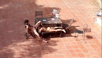 Dirty Couple Fucks Wild in Outdoor Courtyard